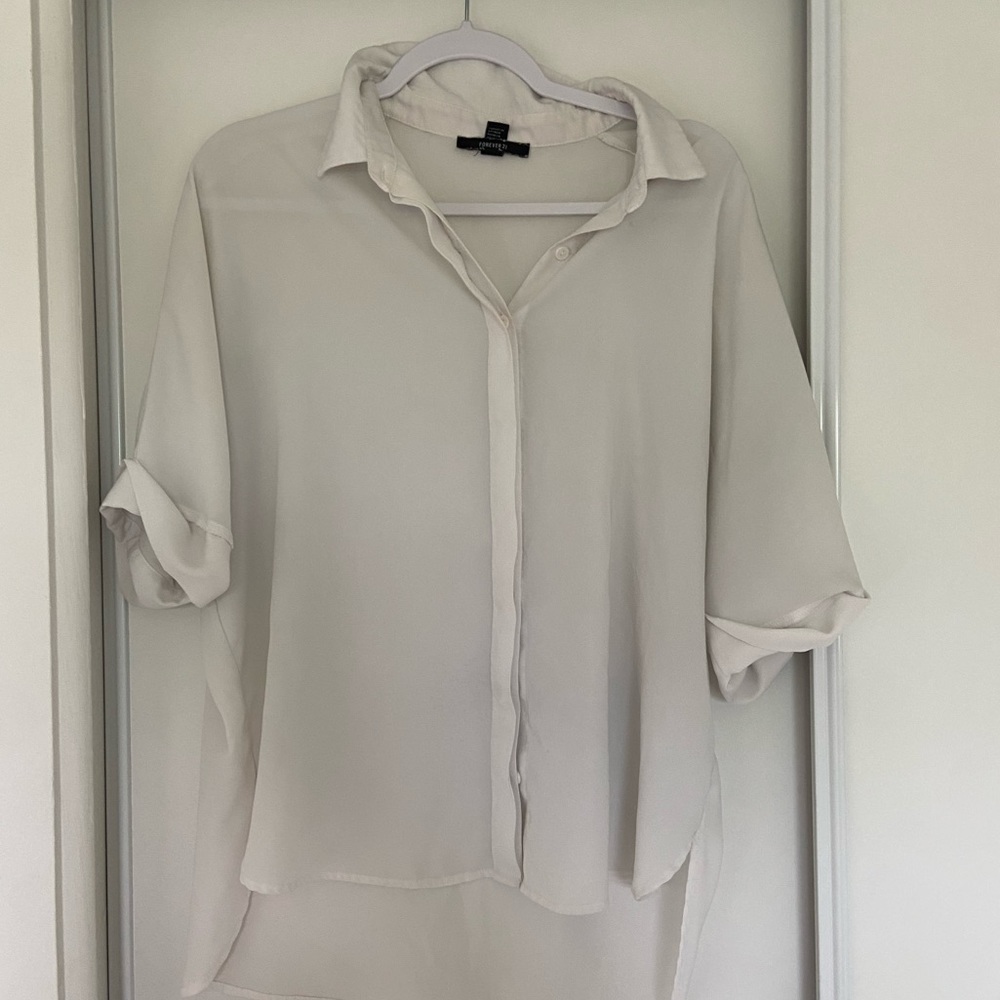 White button down chiffon shirt - size medium